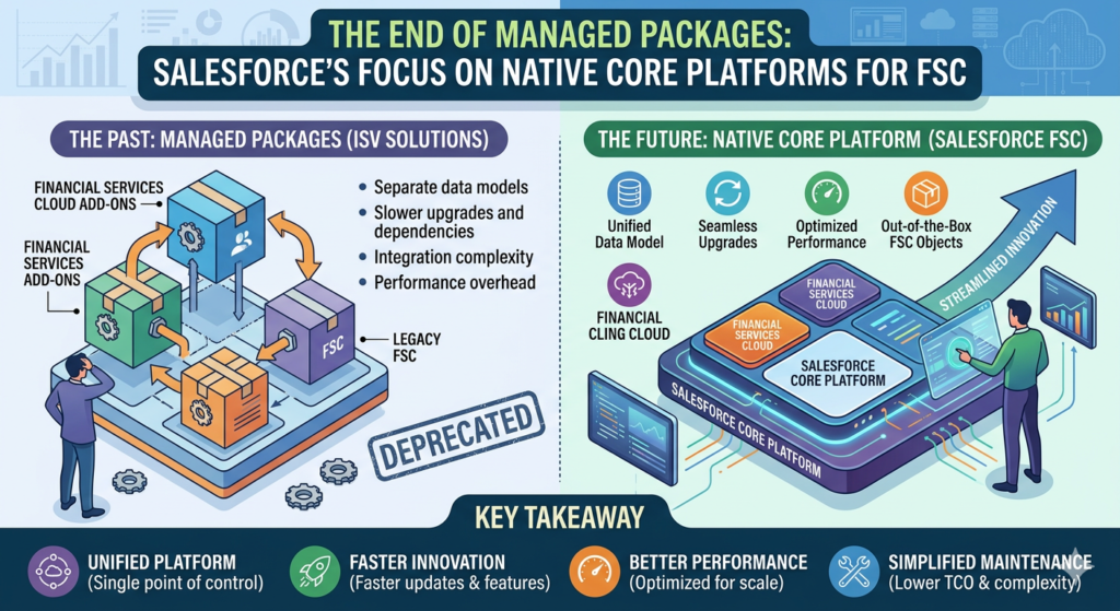 The End of Managed Packages: Salesforce's Focus on Native Core Platforms for FSC

